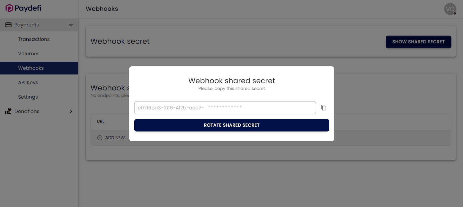 Generate webhook secret