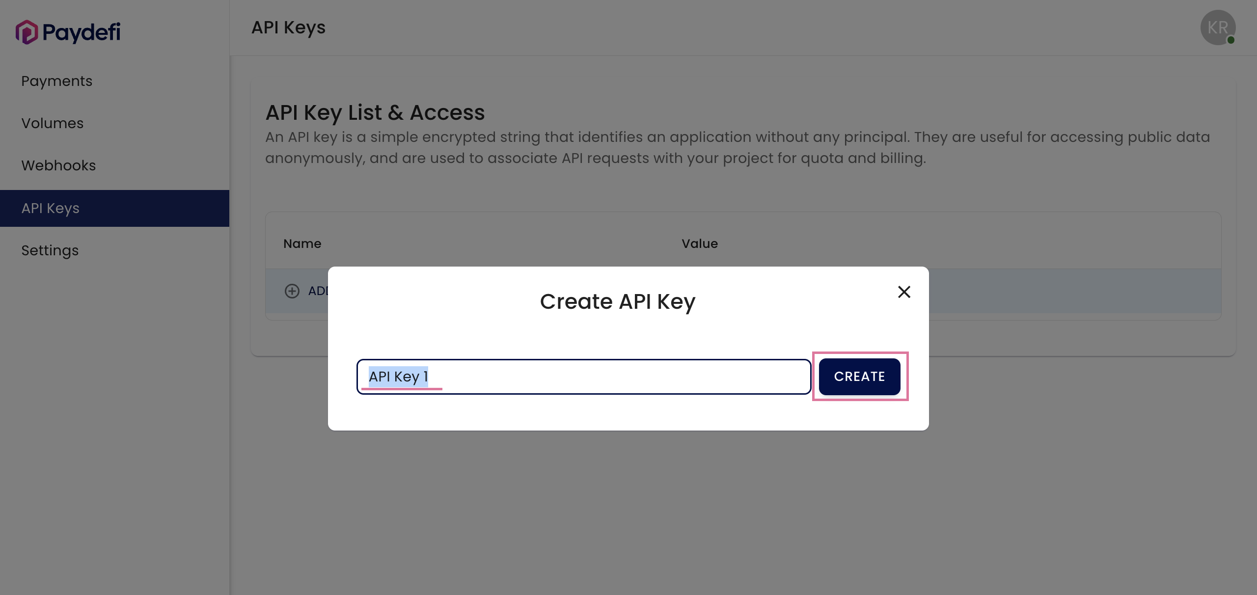 Save API key