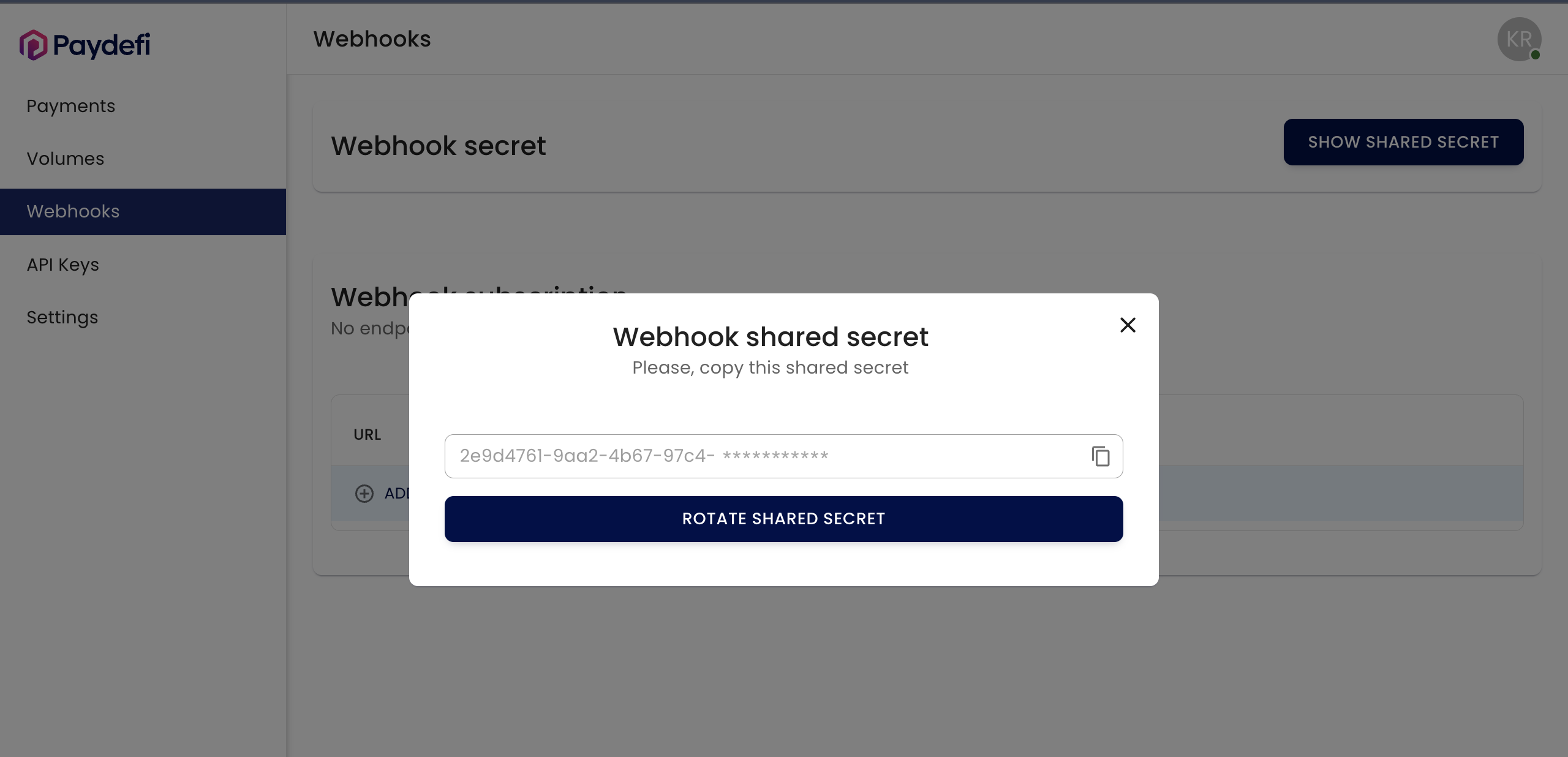 Generate webhook secret
